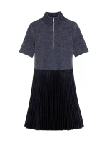 Плиссированное мини-платье с короткими рукавами Theory, цвет charcoal melange