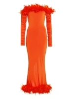Платье Ari Luxed с искусственными перьями Claude Kameni, цвет orange