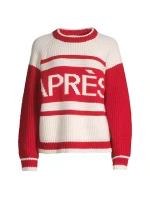 Шерстяной свитер в рубчик для апре-ски Tory Burch, цвет new ivory red