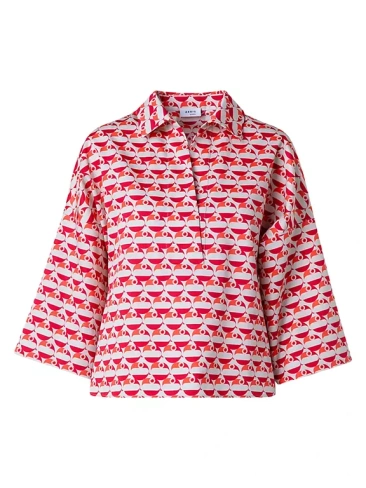 Блуза из хлопкового атласа с длинными рукавами Akris Punto, красный