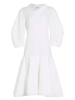 Хлопковое платье миди с объемными рукавами Jil Sander, белый