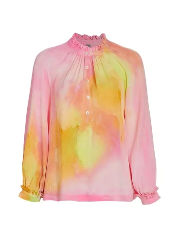 Викторианская шелковая блузка с принтом тай-дай Raquel Allegra, цвет pink cosmos