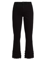 Укороченные джинсы Tati с завышенной талией и манжетами с перьями L'Agence, черный