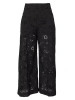 Широкие брюки с цветочным принтом и люверсами Carolina Herrera, черный