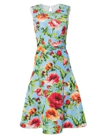 Расклешенное платье с цветочным принтом и перекрученной талией Carolina Herrera, мультиколор