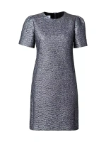 Жаккардовое платье прямого кроя с эффектом металлик Akris Punto, цвет slate