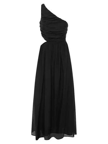Платье макси Iris из шелковой смеси со сборками Bird & Knoll, черный