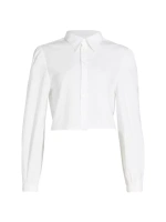 Укороченная рубашка из многослойного кокета из поплина Mm6 Maison Margiela, белый