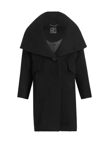 Пальто-кокон с капюшоном и накидкой Lori Mercer Collective, черный