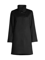 Шерстяно-кашемировое пальто с воротником-стойкой Sofia Cashmere, черный
