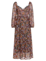 Платье миди с металлизированным цветочным принтом Sylvie Astr The Label, фиолетовый