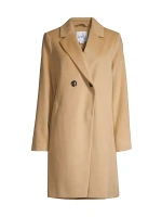 Двубортное пальто из смесовой шерсти с вырезом Sam Edelman, цвет camel