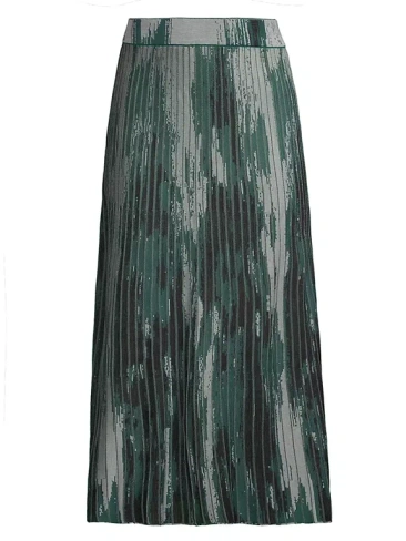 Жаккардовая трикотажная юбка-миди с расклешенным принтом Misook, мультиколор