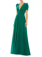Платье А-силуэта с пышными рукавами Mac Duggal, цвет empress green