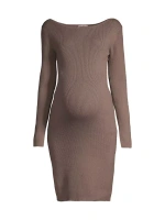 Платье-свитер для беременных в рубчик Hudson Nom Maternity, серо-коричневый