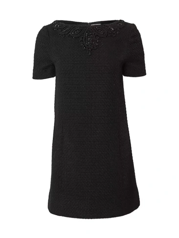 Мини-платье свободного кроя с вышивкой и бисером шале Carolina Herrera, черный