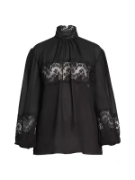 Прозрачная блузка с кружевной вставкой Dolce&Gabbana, черный