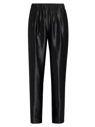 Атласные льняно-шелковые брюки Giorgio Armani, черный