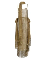 Драпированное кружевное платье ламе Bode, золото