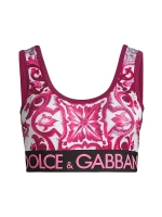 Спортивный бюстгальтер с логотипом майолики Dolce&Gabbana, цвет maiolica fuchsia