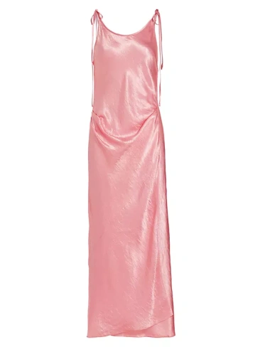 Атласное платье макси с запахом Dayla Acne Studios, цвет fresh pink