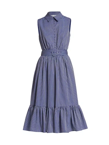 Платье-рубашка в полоску Amanda Elie Tahari, цвет blue and white stripe