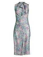 Атласное платье с абстрактным вырезом и воротником-стойкой Undra Celeste, цвет confetti animal