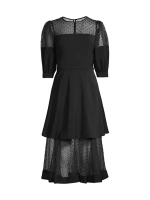 Многоуровневое платье Regina с разрезом Black Halo, черный