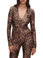 Блестящее компрессионное боди с леопардовым принтом Good American, цвет wild leopard