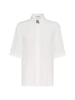 Рубашка из шелкового крепдешина с драгоценной петлей Brunello Cucinelli, белый