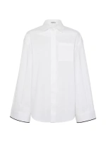 Рубашка из хлопкового поплина стрейч с блестящими манжетами Brunello Cucinelli, белый