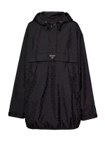 Нейлоновая блузонная куртка с принтом Prada, черный