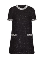 Короткое твидовое платье с вышивкой Glaze Valentino Garavani, цвет black silver