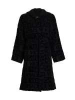 Хлопковый халат с повторяющимся логотипом Versace, черный