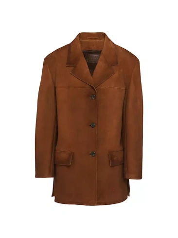 Замшевый пиджак Prada, коричневый