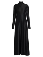 Матовое атласное платье макси с длинными рукавами Jil Sander, черный