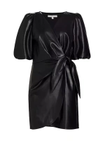 Мини-платье Roxy из искусственной кожи с запахом Wayf, черный