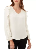 Блузка с длинными рукавами и оборками «Сова» Trina Turk, цвет white wash