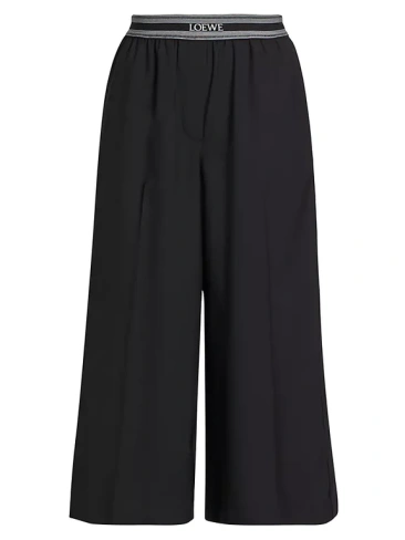 Укороченные широкие брюки с логотипом Loewe, черный