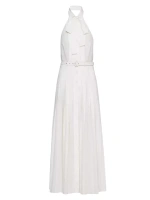 Длинное жаккардовое платье из крепдешина Prada, белый