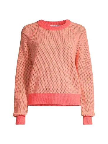 Кашемировый сетчатый свитер White + Warren, цвет ruby grapefruit