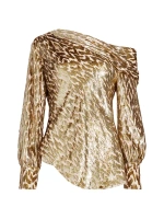Блуза на одно плечо цвета металлик Alice Simkhai, золото