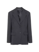 Однобортный шерстяной пиджак Prada, черный