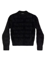 Горизонтальный пушистый приталенный свитер Balenciaga, черный