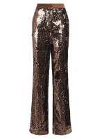 Прямые брюки с пайетками Jett Halston, цвет java