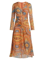 Платье Jenny из смесового шелка с принтом Santorelli, мультиколор