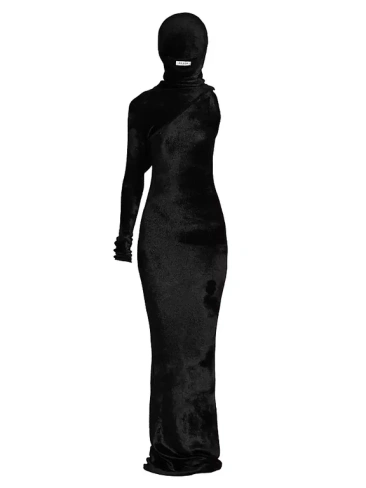 Трансформируемое платье-русалка с капюшоном Alaïa, черный