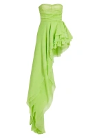 Платье Tulum без бретелек с высоким и низким вырезом Bronx And Banco, цвет neon green