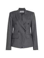 Куртка Collins в тонкую полоску с эффектом металлик Ramy Brook, цвет charcoal lurex pinstripe
