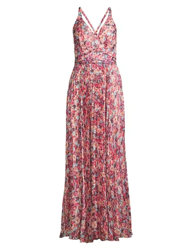 Плиссированное платье макси с цветочным принтом Laundry By Shelli Segal, цвет vintage wallpaper